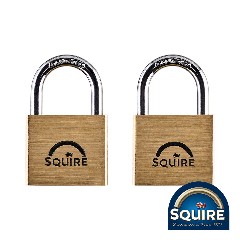 This is an image of Squire - Premium Brass Lion Padlock - Keyed Alike - LN4T 40mm (2 Pieces Blister Pack) SQR701808