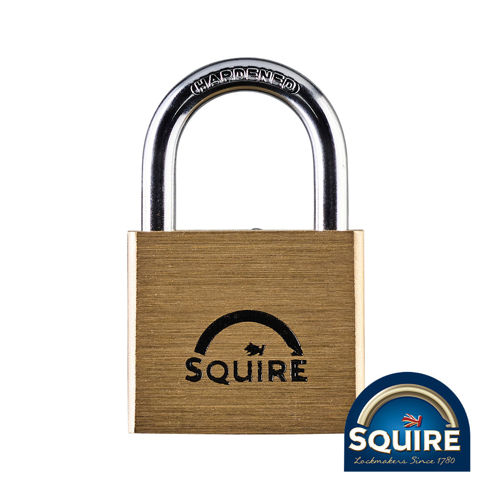 This is an image of Squire - Premium Brass Lion Padlock - Stainless Steel Shackle - LN4S 40mm (1 Each Blister Pack) SQR701997