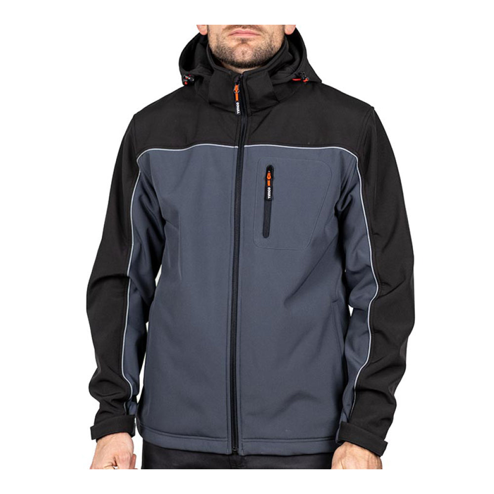 This is an image of Timco - Softshell Jacket - Grey/Black Medium (1 Each Bag) SSJ1201M