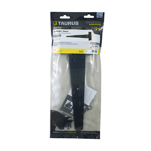 This is an image of Timco - Pair of Strong Tee Hinges - Black 10" (1 Pairs TIMbag) STH10B