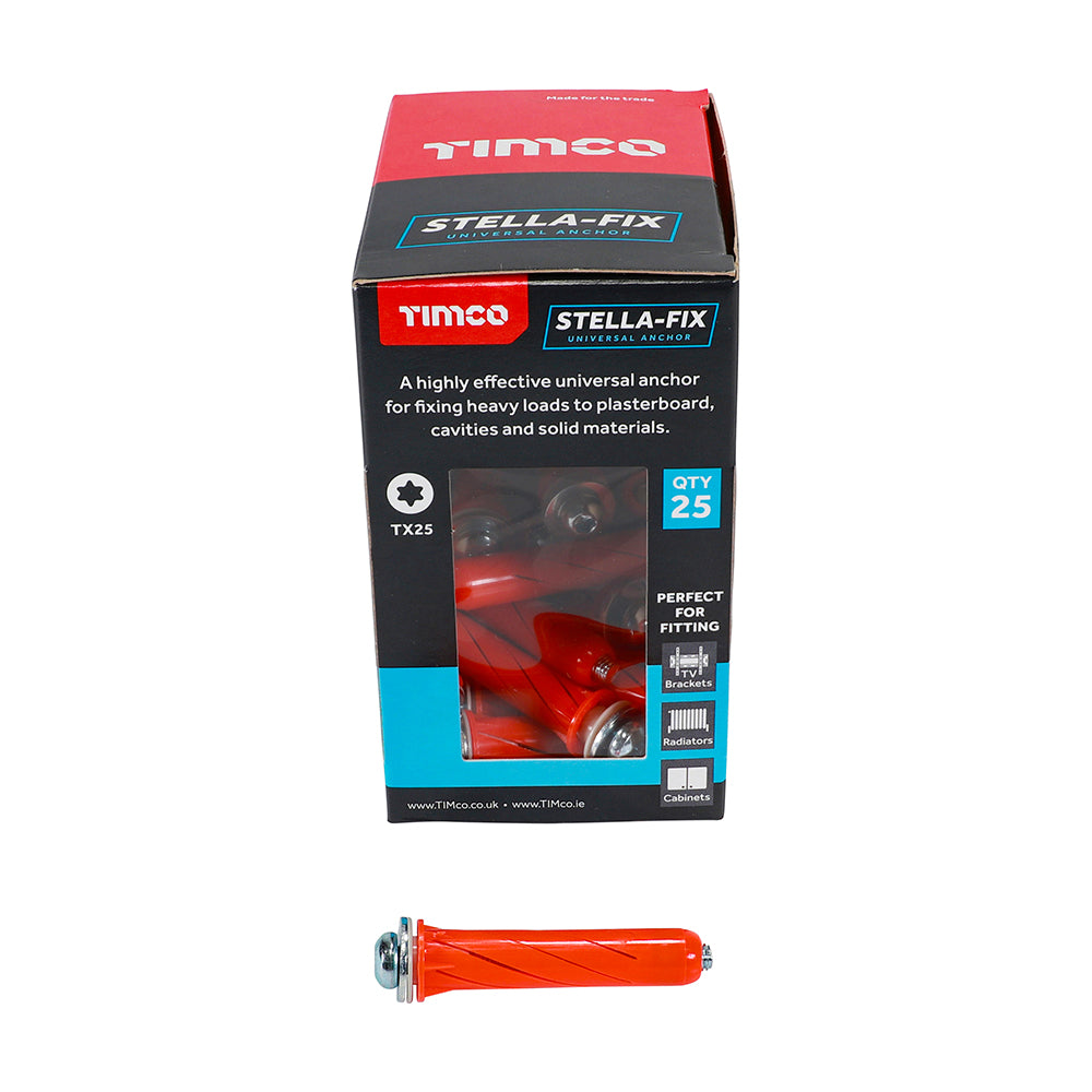 This is an image of Timco - Stella Fix Universal Anchors - TX - Pan - Red M5 x 55mm - (25 PCS Box) STRED55