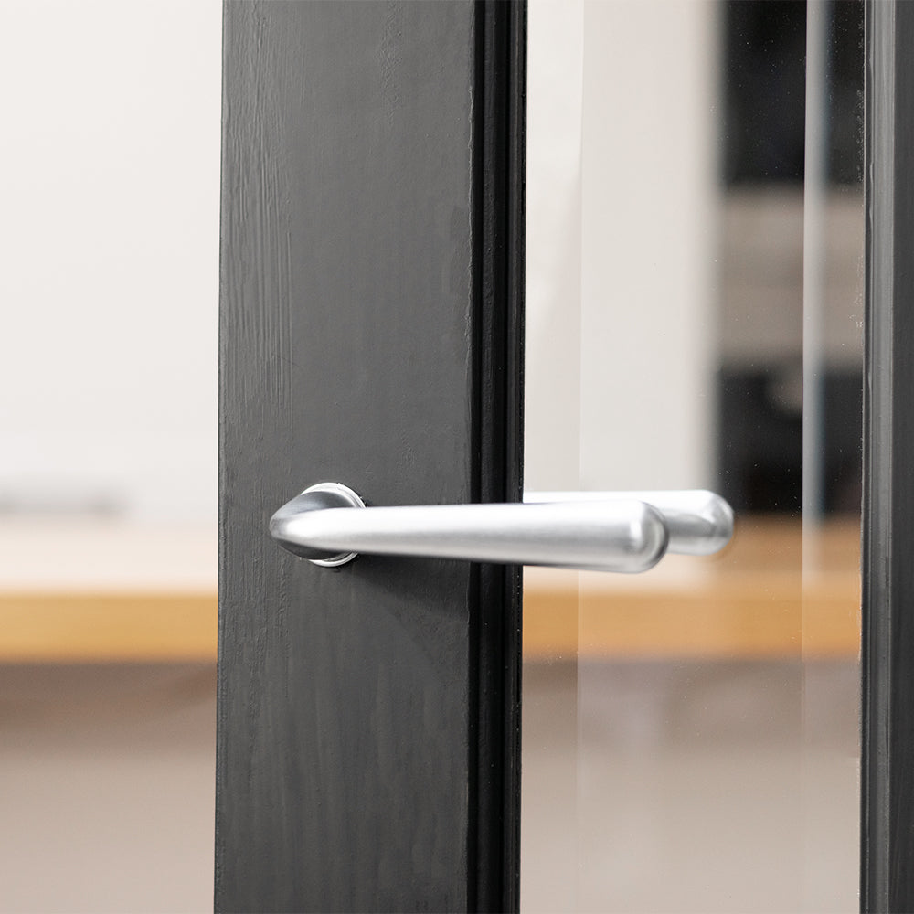 Quality image of Tupai Rapido CurvaLine Adra Lever Door Handle on Concealed Round Rose - Pearl Nickel | Sku. t293crpl | available from Trade Door Handles.