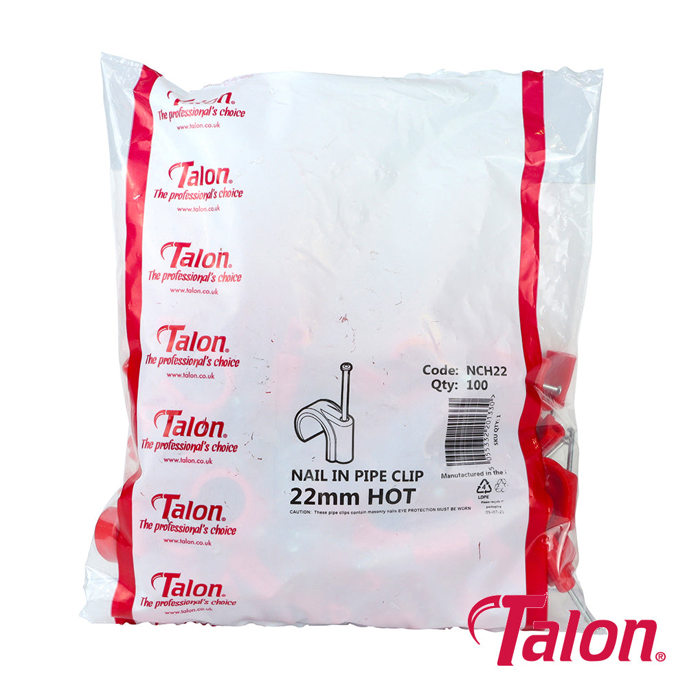 This is an image of Timco - Nail In Pipe Clip - Red - NCH22 22mm - (100 PCS Bag) TALNCH22