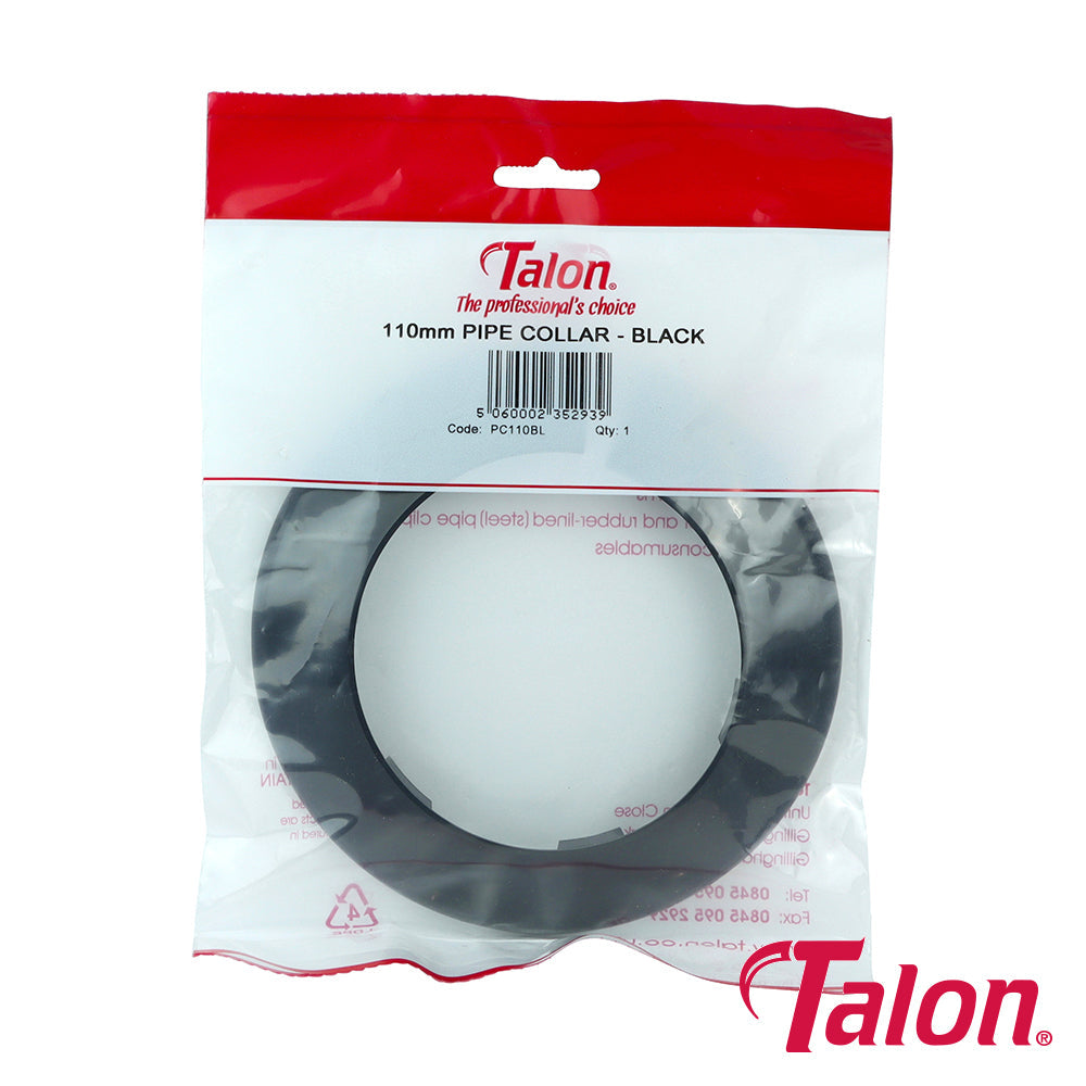 This is an image of Timco - Pipe Collar - Black - PC110BL 110mm - (1 Each Bag) TALPC110BL