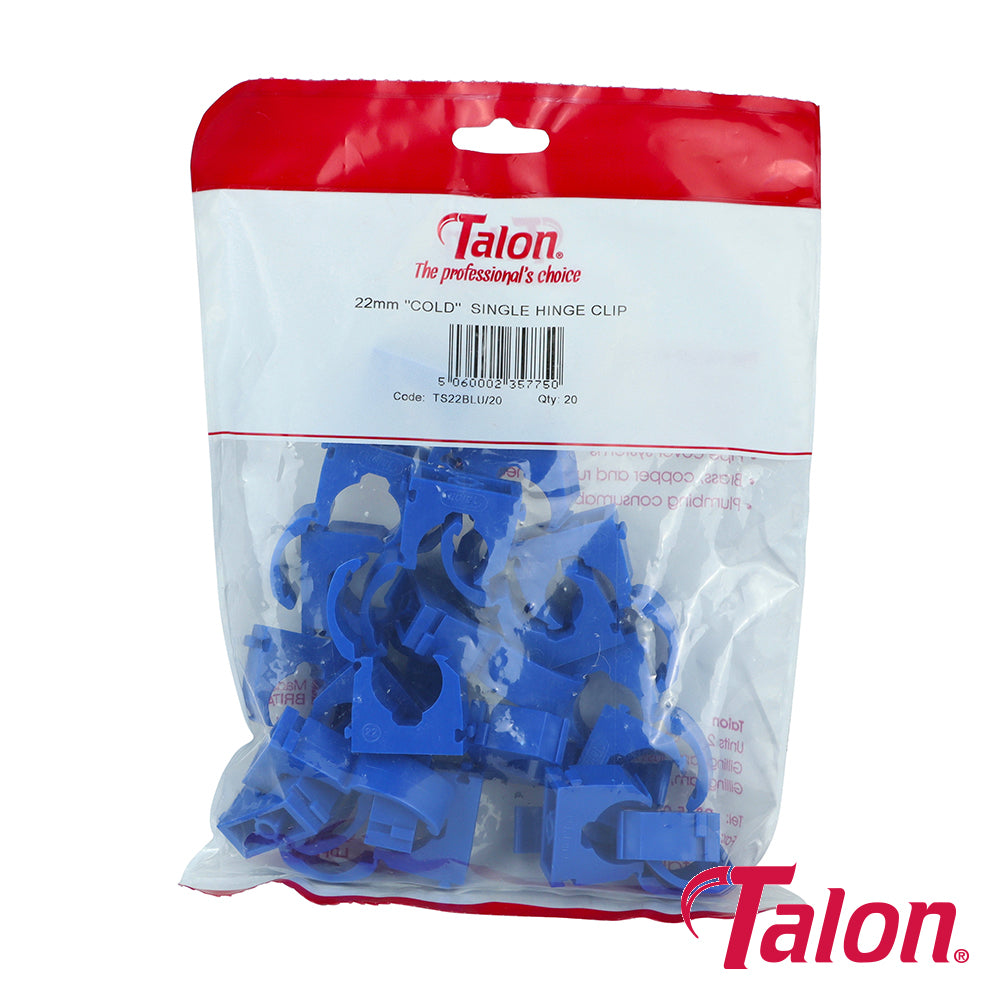 This is an image of Timco - Single Hinged ID Clip - Blue - TS22BLU20 22mm - (20 PCS Bag) TALTS22BLU20