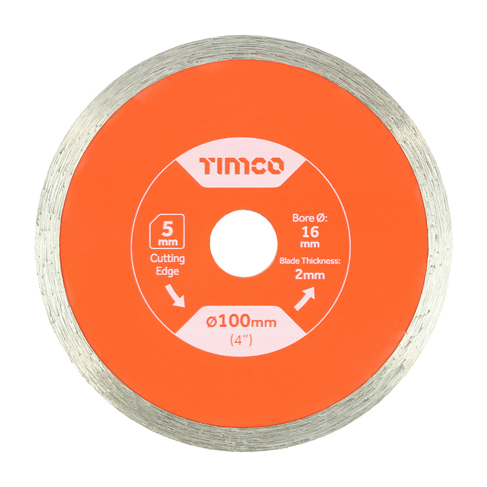 This is an image of Timco - General Purpose Tile & Ceramic Diamond Blade - Continuous 100 x 16.0 (1 Each Box) TE10016