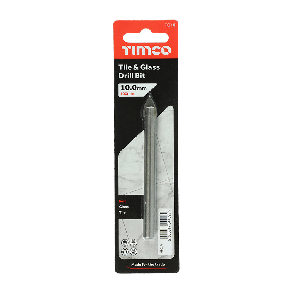 This is an image of Timco - TCT Arrow Head Tile & Glass Bit 10.0mm (1 Each Blister Pack) TG10