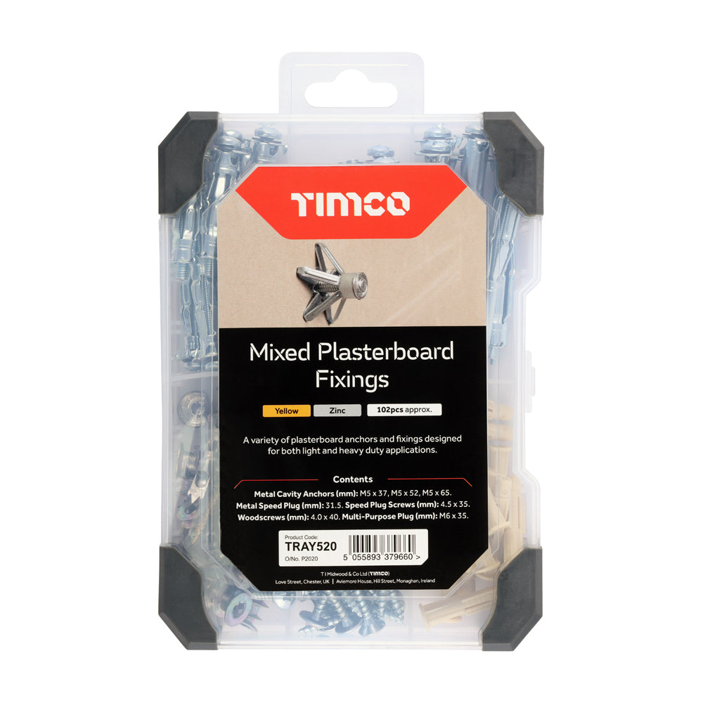 This is an image of Timco - Mixed Tray - Plasterboard Fixings - (102 PCS Tray) TRAY520
