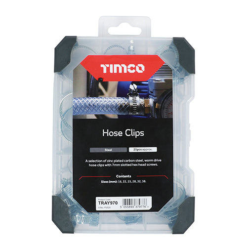 This is an image of Timco - Mixed Tray - Hose Clips - (25 PCS Tray) TRAY970