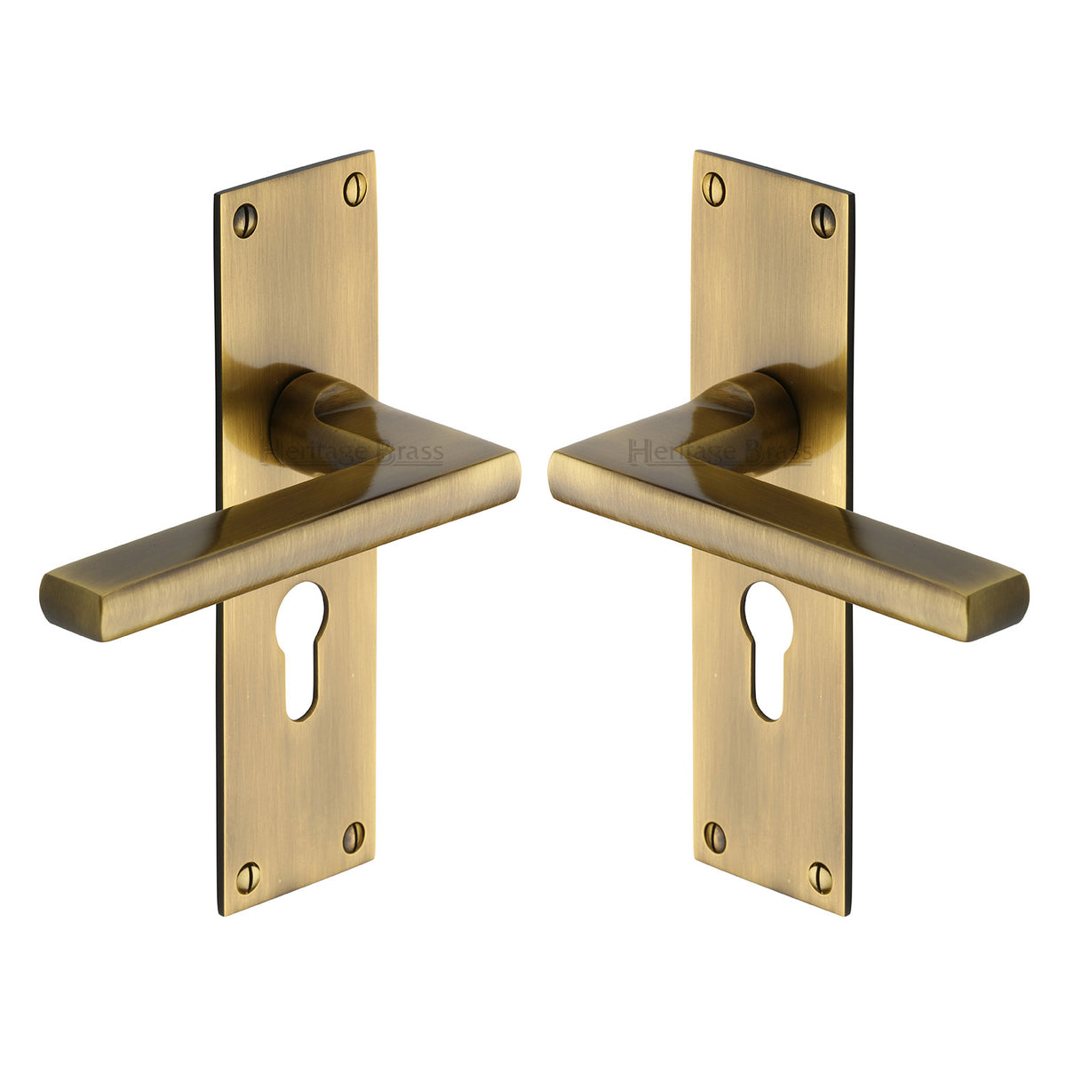 High quality image of the Heritage Brass Door Handle Euro Profile Plate Trident Design Antique Finish
| Sku. tri1348-at | Discounted prices available from Trade Door Handles