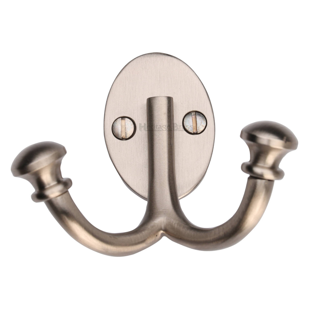 High quality image of the Heritage Brass Ball Double Robe Hook Satin Nickel Finish | Sku. v1063-sn | Discounted prices available from Trade Door Handles