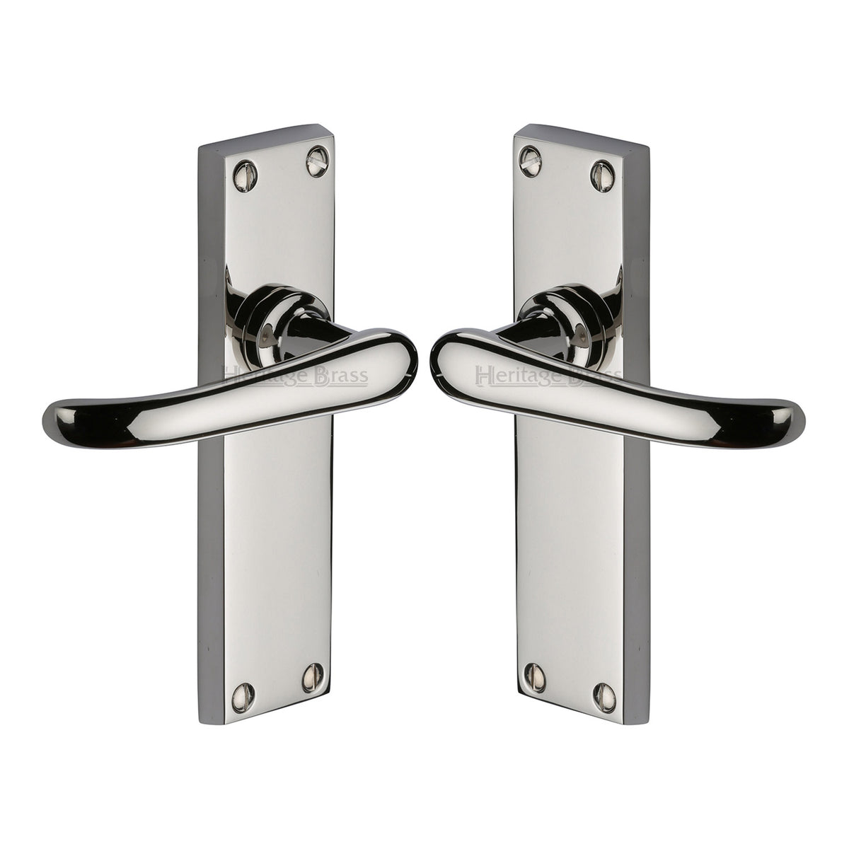 High quality image of the Heritage Brass Door Handle Lever Latch Windsor Design Polished Nickel Finish
| Sku. v713-pnf | Discounted prices available from Trade Door Handles