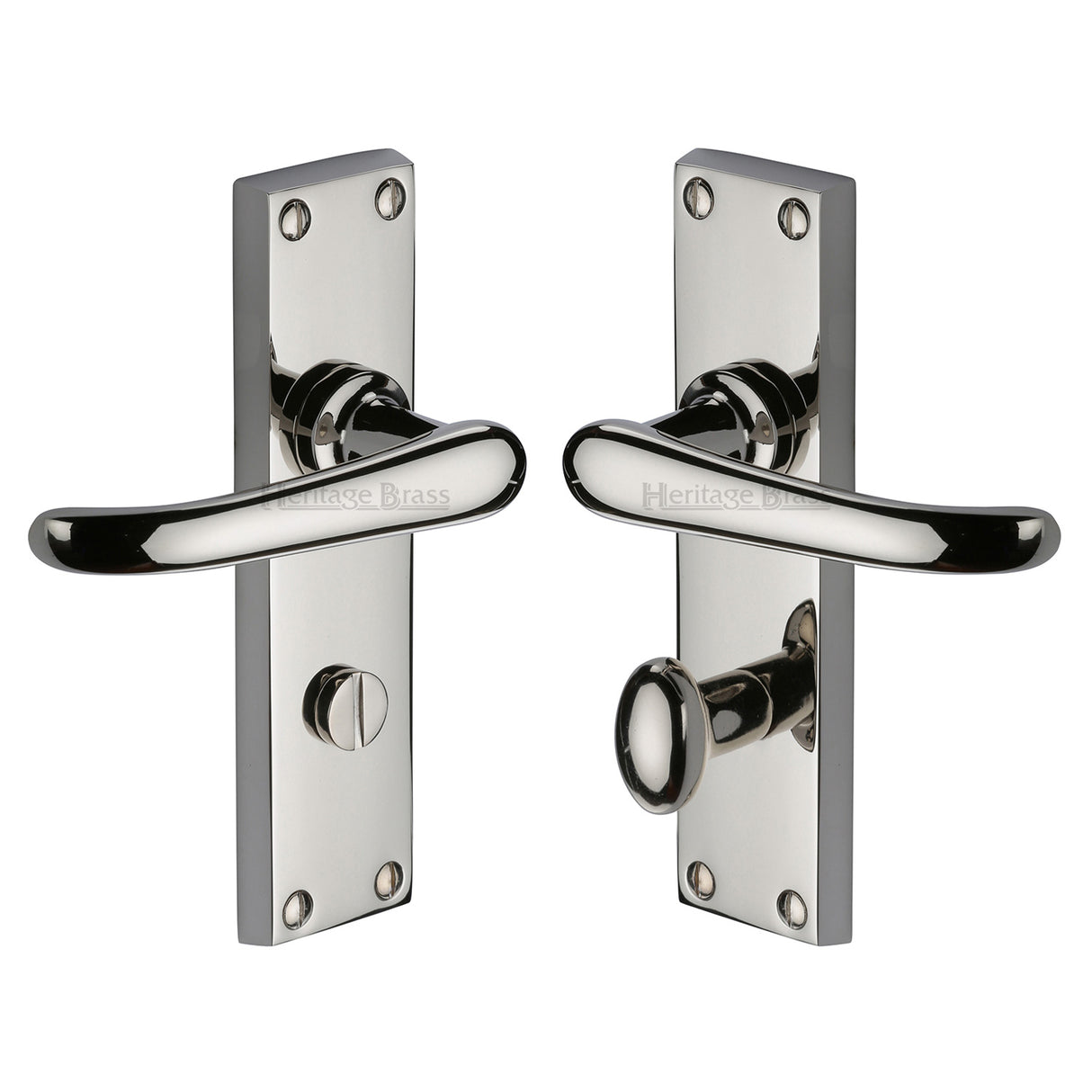 High quality image of the Heritage Brass Door Handle for Bathroom Windsor Design Polished Nickel Finish
| Sku. v730-pnf | Discounted prices available from Trade Door Handles