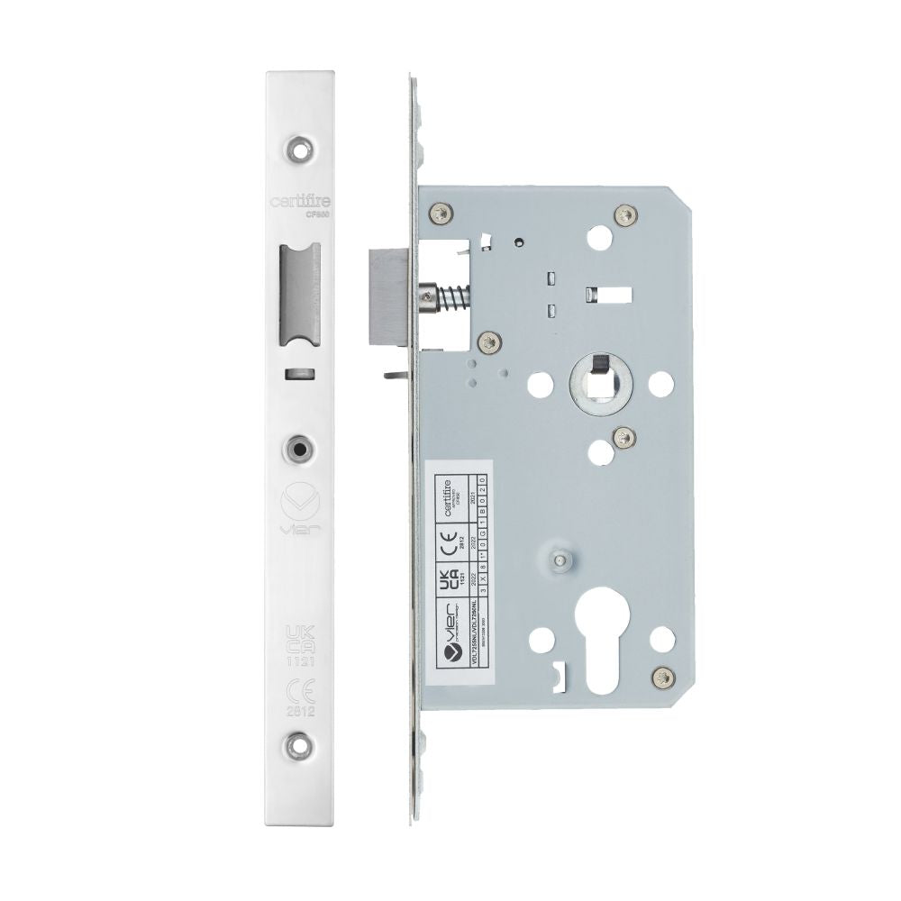 High quality image of the Vier - Din Nightlatch - Backset 60mm - 2 Pc Forend - Square - Polished Stainless Steel | Sku. vdl7260-nl-pss | available to order from Trade Door Handles.
