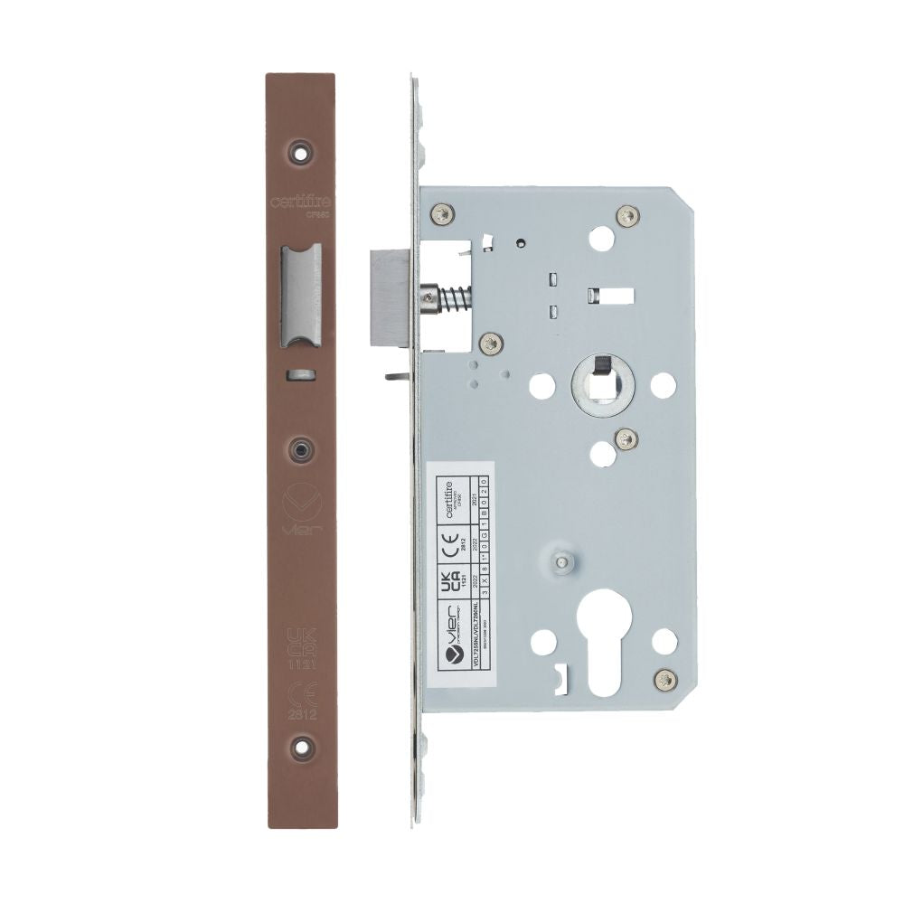 High quality image of the Vier - Din Nightlatch - Backset 60mm - 2 Pc Forend Square - PVD Satin Bronze | Sku. vdl7260-nl-pvdbz | available to order from Trade Door Handles.