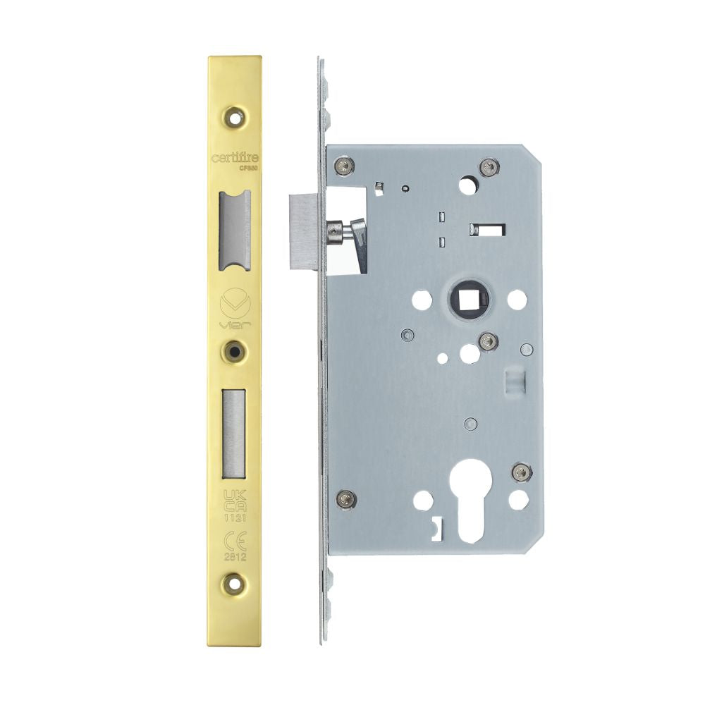 High quality image of the Vier - Din Euro Sashlock- Backset 60mm - 2 Pc Forend - Square - PVDG- Single Throw | Sku. vdl7260-st-pvdg | available to order from Trade Door Handles.