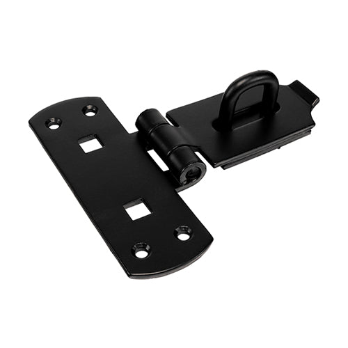 This is an image of Timco - Vertical Pattern Bolt On Hasp & Staple - Heavy Duty - Black 6" (1 Each Plain Bag) VHS6BB