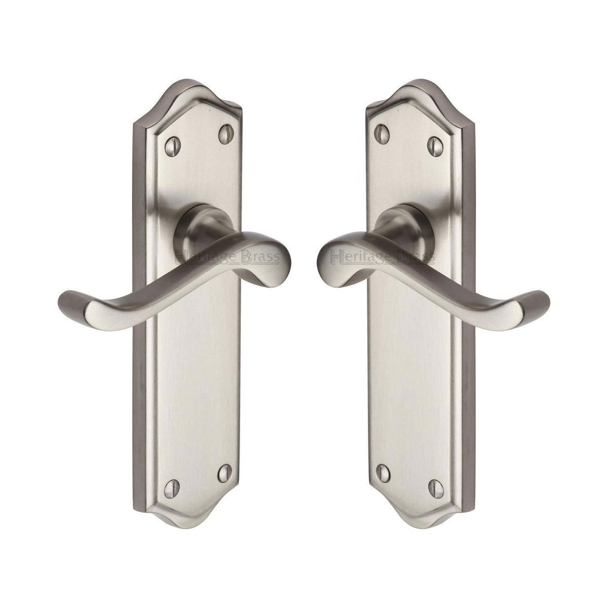 High quality image of the Heritage Brass Door Handle Lever Latch Buckingham Design Satin Nickel Finish | Sku. w4210-sn | Discounted prices available from Trade Door Handles