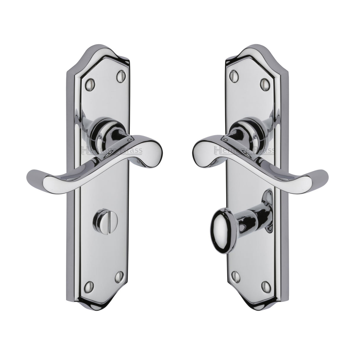 High quality image of the Heritage Brass Door Handle for Bathroom Buckingham Design Polished Chrome Finish | Sku. w4220-pc | Discounted prices available from Trade Door Handles