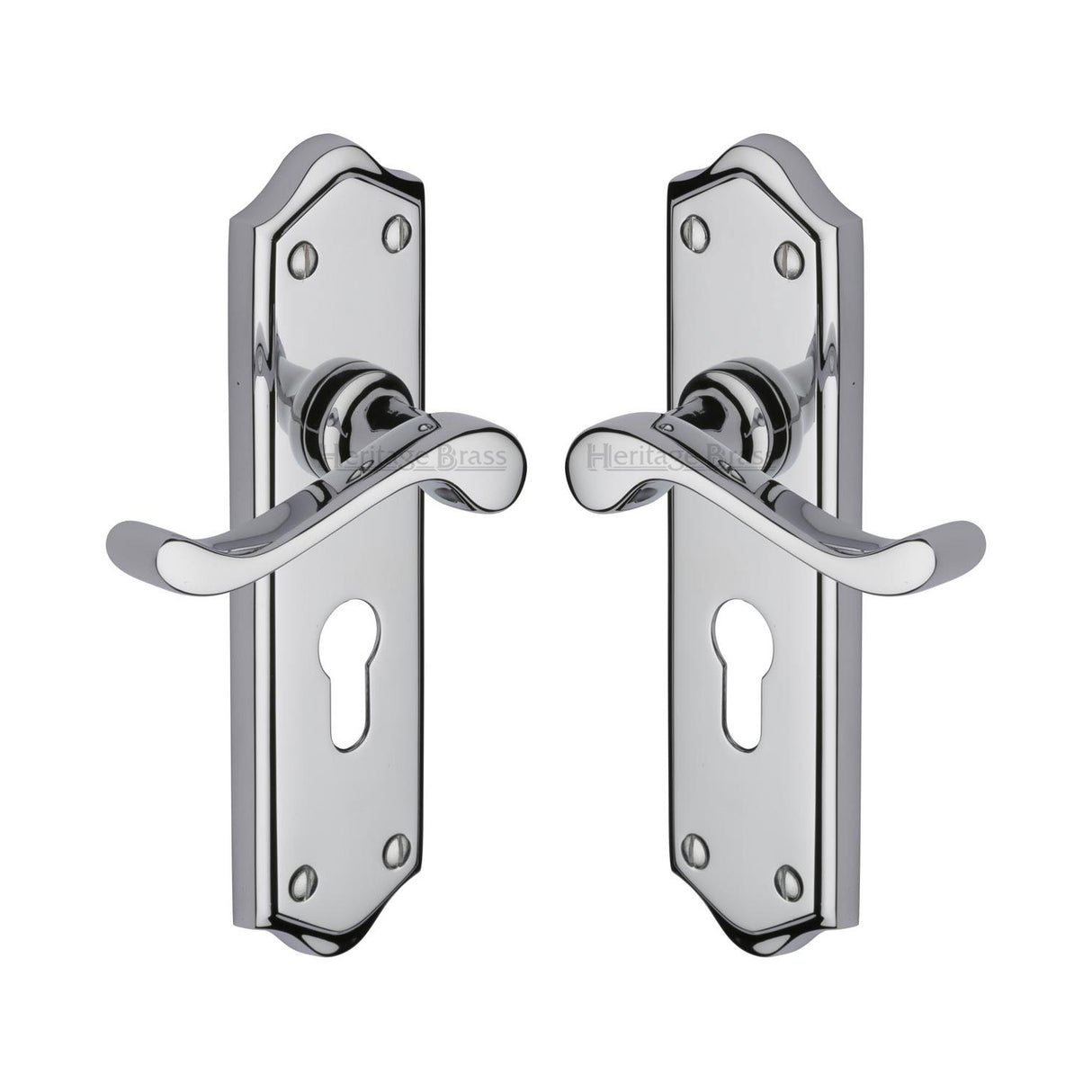 High quality image of the Heritage Brass Door Handle for Euro Profile Plate Buckingham Design Polished Chrome Finish
| Sku. w4248-pc | Discounted prices available from Trade Door Handles