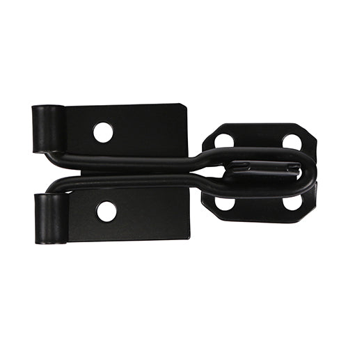 This is an image of Timco - Wire Pattern Hasp & Staple - Black 4" (1 Each Plain Bag) WHS4BB