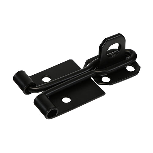 This is an image of Timco - Wire Pattern Hasp & Staple - Black 4" (1 Each Plain Bag) WHS4BB