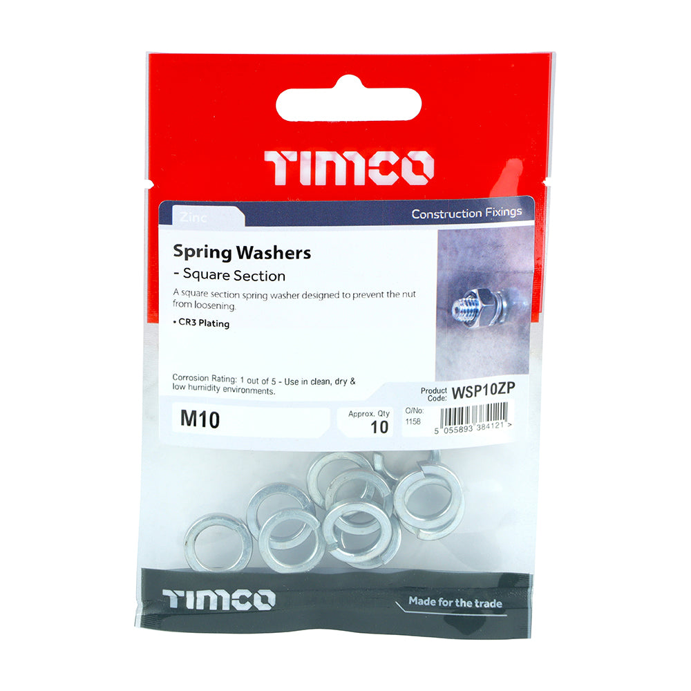 This is an image of Timco - Spring Washers - Zinc M10 - (10 PCS TIMpac) WSP10ZP