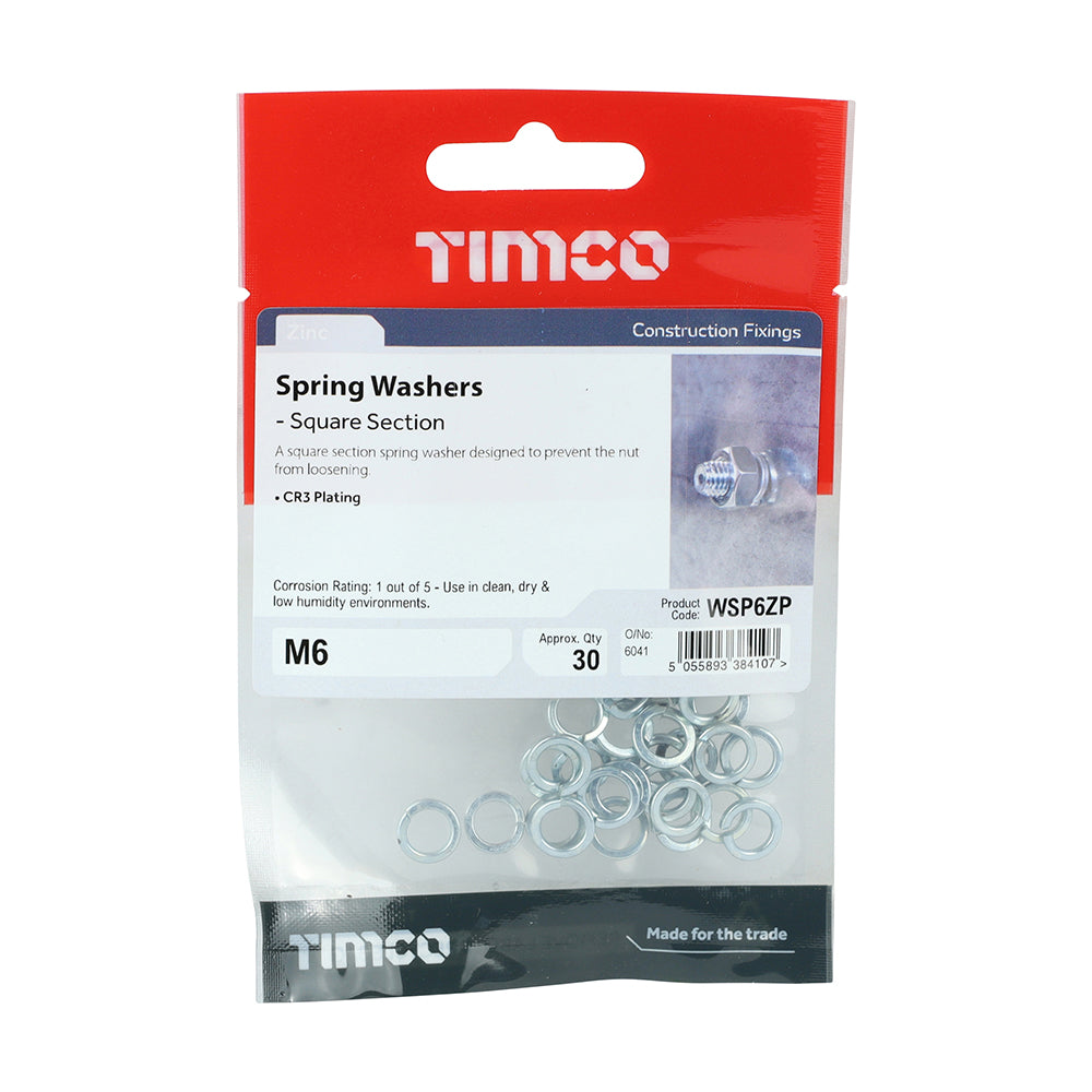 This is an image of Timco - Spring Washers - Zinc M6 - (30 PCS TIMpac) WSP6ZP