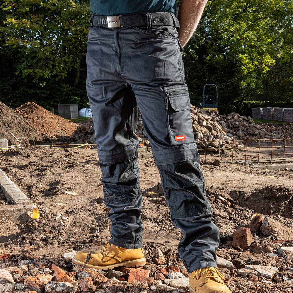 This is an image of Timco - Workman Trousers - Grey/Black W32 L34 (1 Each Bag) WTGBK3234
