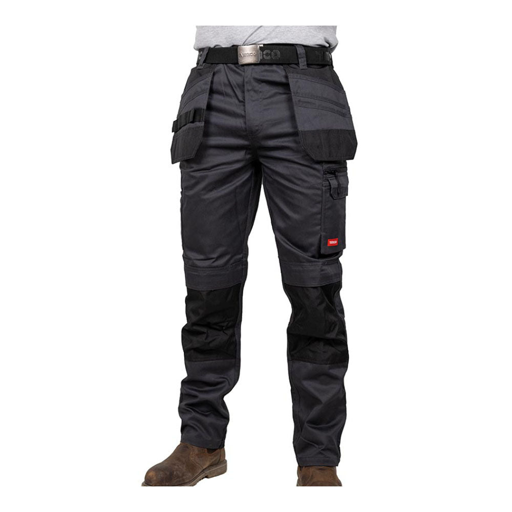 This is an image of Timco - Workman Trousers - Grey/Black W36 L32 (1 Each Bag) WTGBK3632