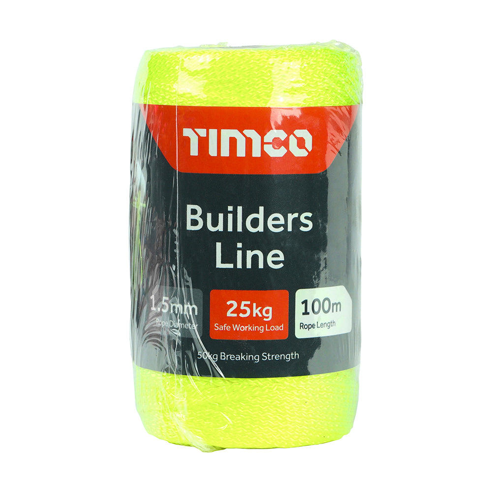 This is an image of Timco - Builders Line - Yellow - Tube 1.5mm x 100m (1 Each Unit) YBL100T