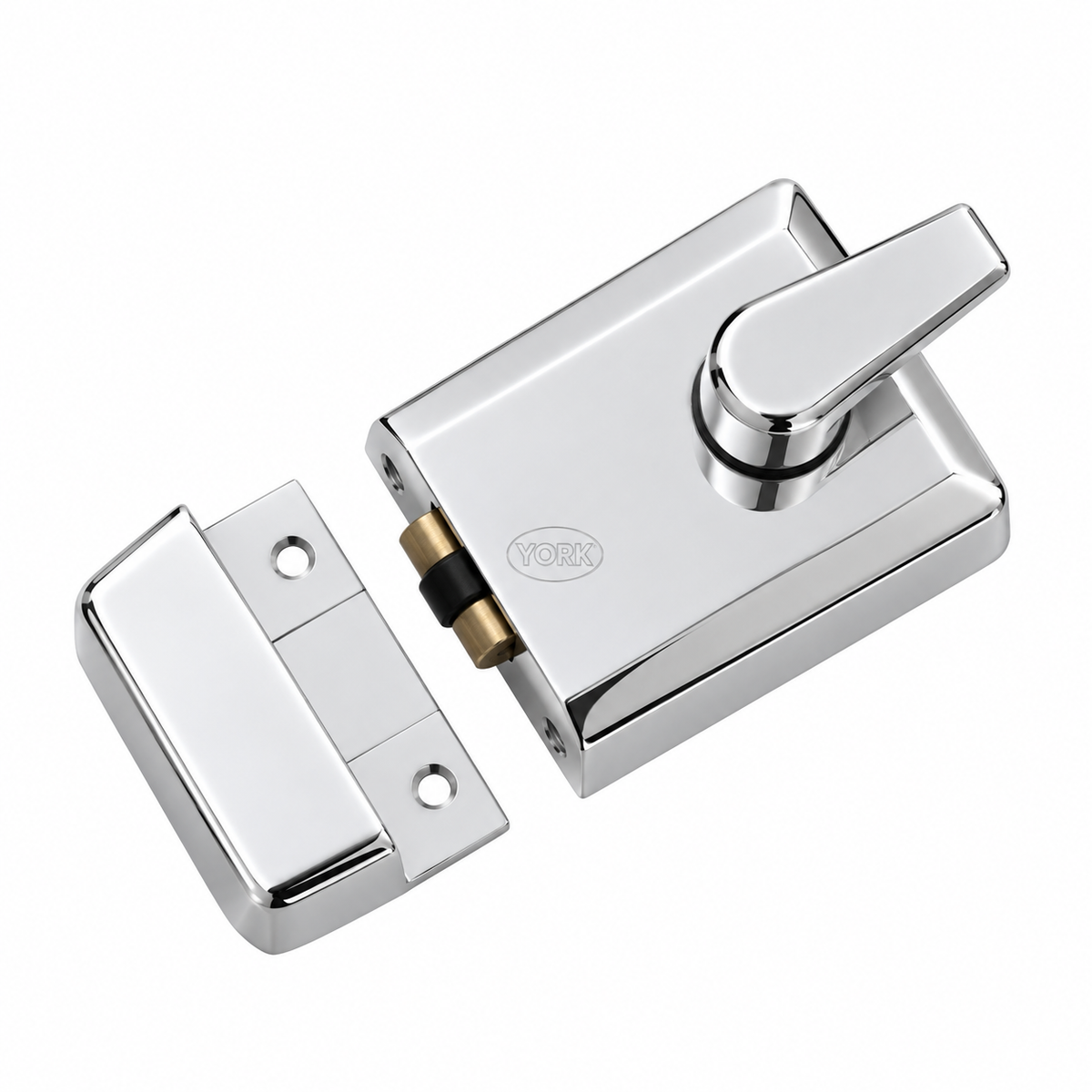 York Security 60mm Roller Bolt Night Latch Polished Chrome Finish
