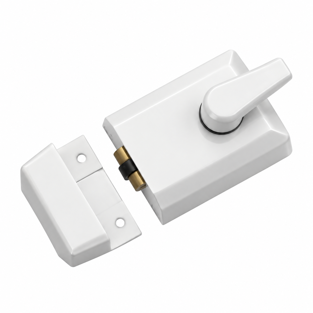 York Security 60mm Roller Bolt Night Latch White Finish
