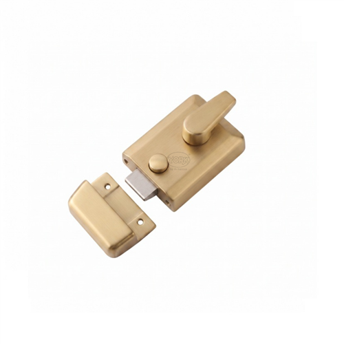 York Security 60mm Standard Night Latch Satin Brass Finish nl3060-sb