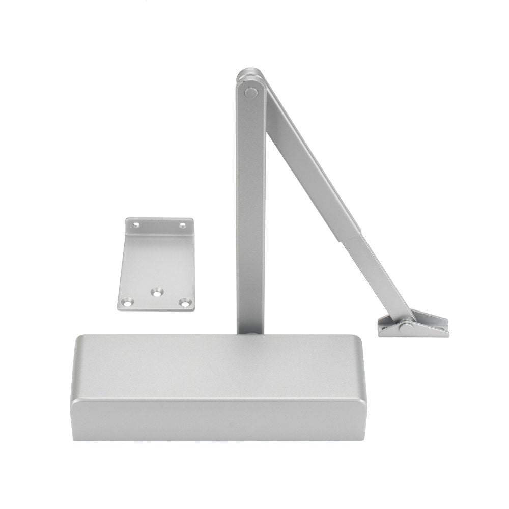 High quality image of the Zoo Hardware - Size 2-4 Template Selectable Closer - Silver Finish - Complete with Semi Radius Cover & Flat Arm | Sku. zdc0024s-se | available to order from Trade Door Handles.