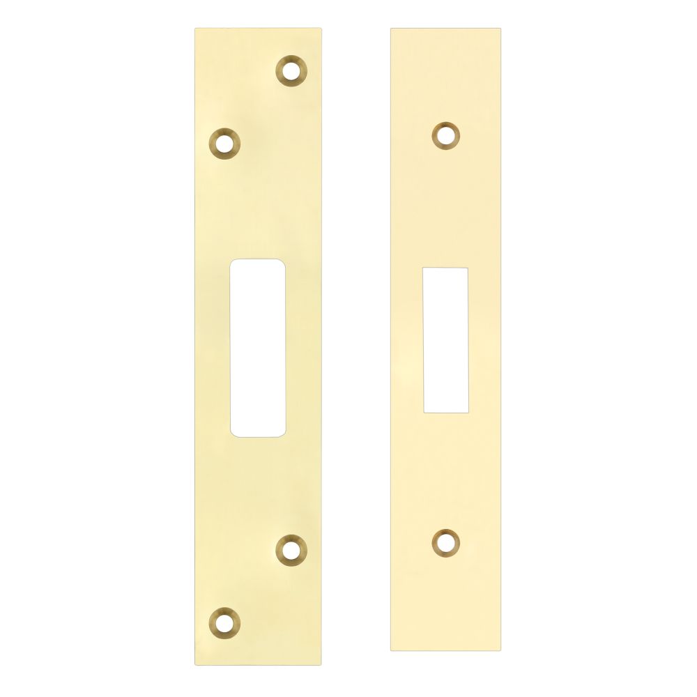 High quality image of the Zoo Hardware - Spare Acc Pk for UK Dead Locks - *BLANK* - contains Forend, Strike and Fixing Screws - Polished Brass Unlaquered | Sku. zlap11bpbul | available to order from Trade Door Handles.