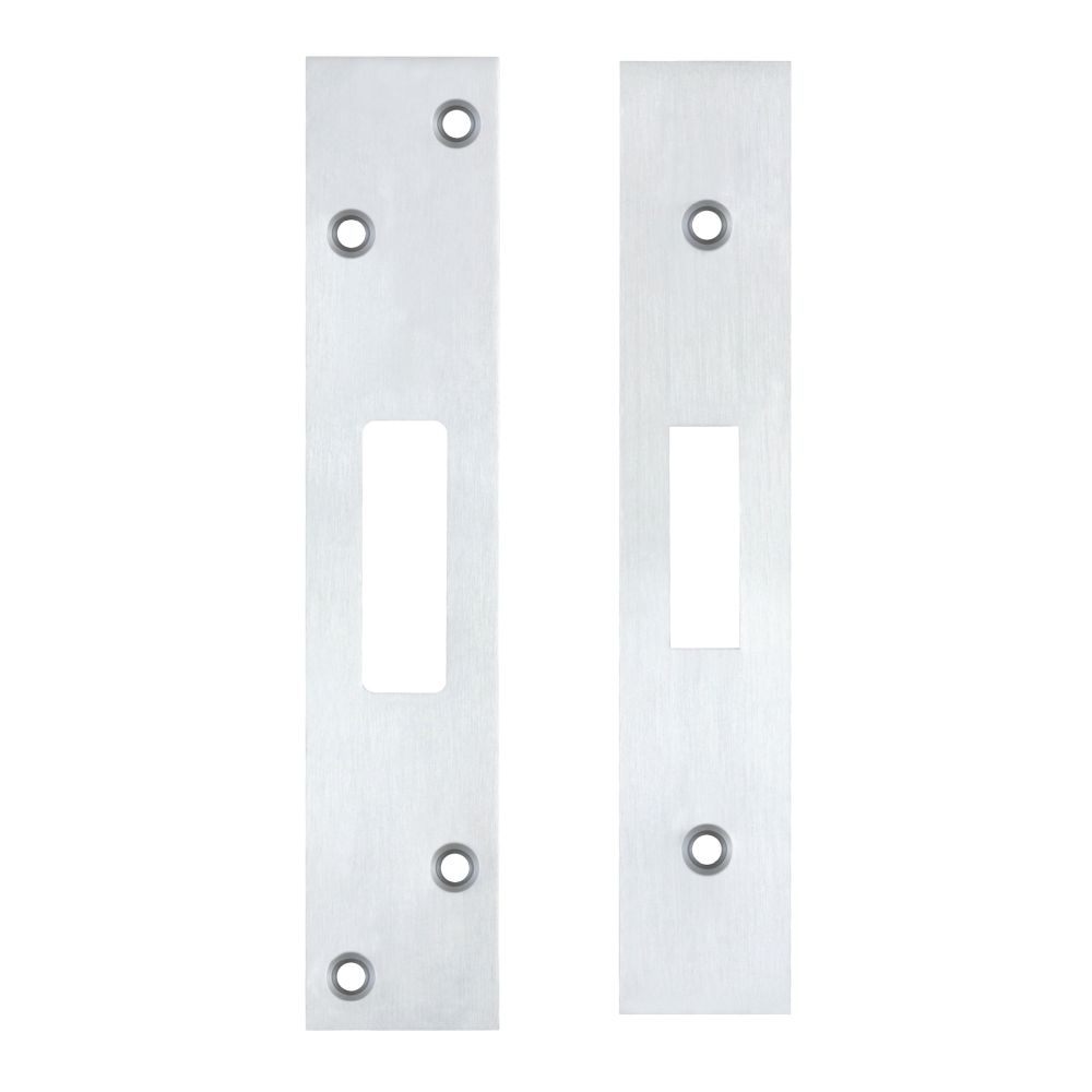 High quality image of the Zoo Hardware - Spare Acc Pk for UK Dead Locks - *BLANK* - contains Forend, Strike and Fixing Screws - Satin Chrome | Sku. zlap11bsc | available to order from Trade Door Handles.