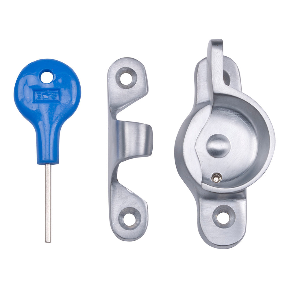 High quality image of Carlisle Brass - Fitch Pattern Sash Fastener (Locking) - Satin Chrome | Sku. aa40lcksc | Trade Door Handles.