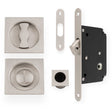 Alexander & Wilks Door Furniture Satin Nickel / Sliding Door Locks / Square Alexander & Wilks - Sliding Door Lock Set - Square Roses - Radius Forend & Strike-Satin Nickel