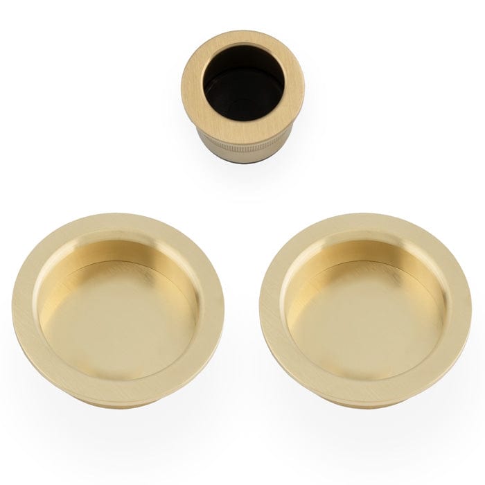 Alexander & Wilks Door Furniture Satin Brass PVD / Flush Pull Alexander & Wilks - Sliding door pull kit-Satin Brass PVD
