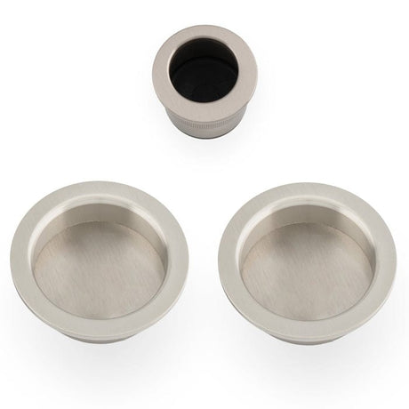 Alexander & Wilks Door Furniture Satin Nickel / Flush Pull Alexander & Wilks - Sliding door pull kit-Satin Nickel