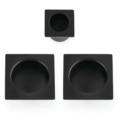 Alexander & Wilks Door Furniture Black / Flush Pull Alexander & Wilks - Square sliding door pull kit-Black