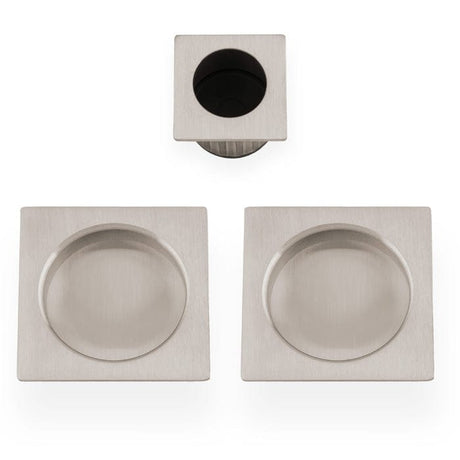 Alexander & Wilks Door Furniture Satin Nickel / Flush Pull Alexander & Wilks - Square sliding door pull kit-Satin Nickel