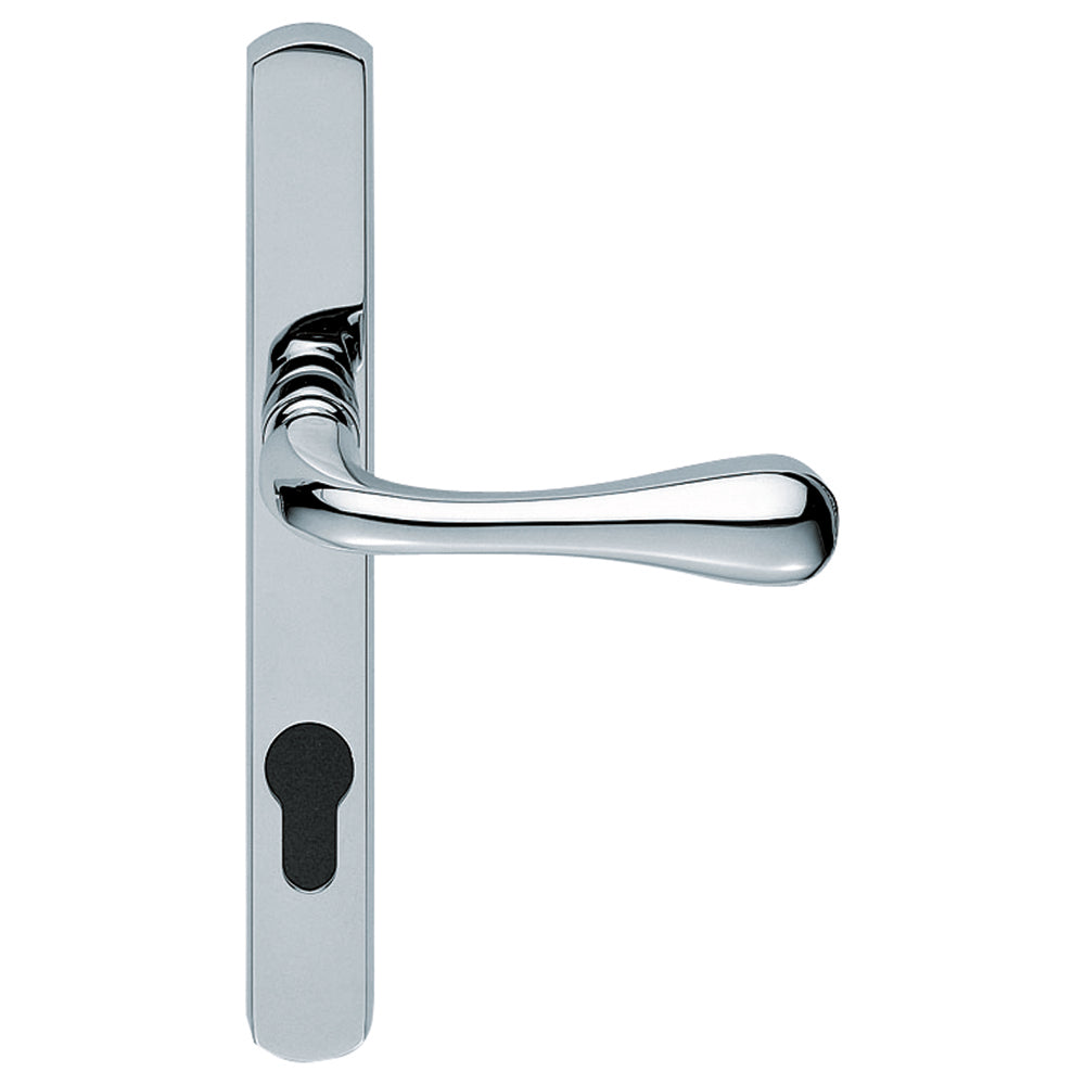 High quality image of Manital - Astro Lever on Euro Lock Narrowplate 92mm c/c - Polished Chrome | Sku. aq1np92cp | Trade Door Handles.