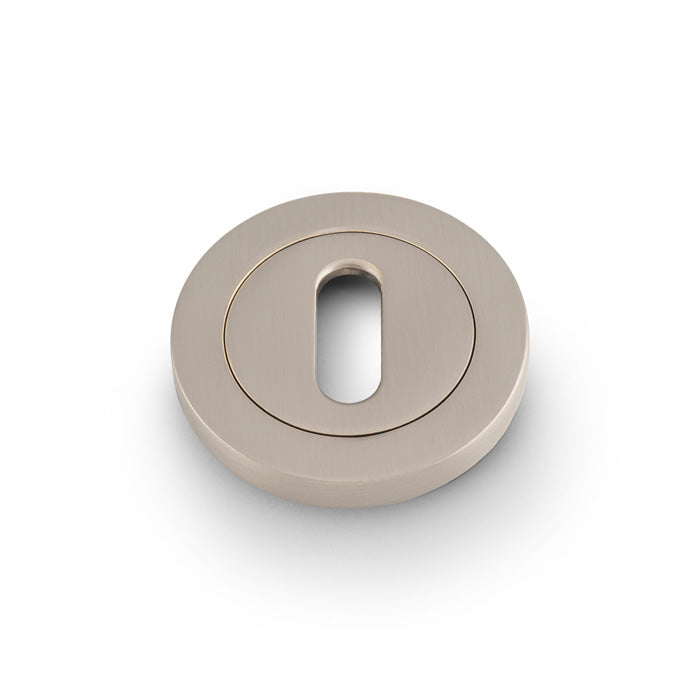 High quality image of Alexander & Wilks - Escutcheon Standard Profile On 50X6mm Rose Satin Nickel | Sku.AW391SN | Trade Door Handles.
