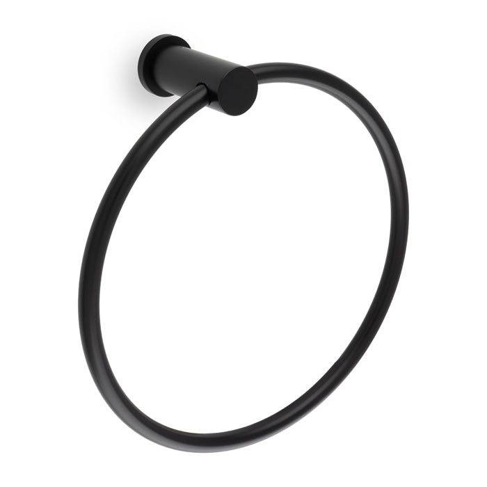 High quality image of Alexander & Wilks - Brunel Plain Towel Ring-Black | Sku.AW455BL | Trade Door Handles.