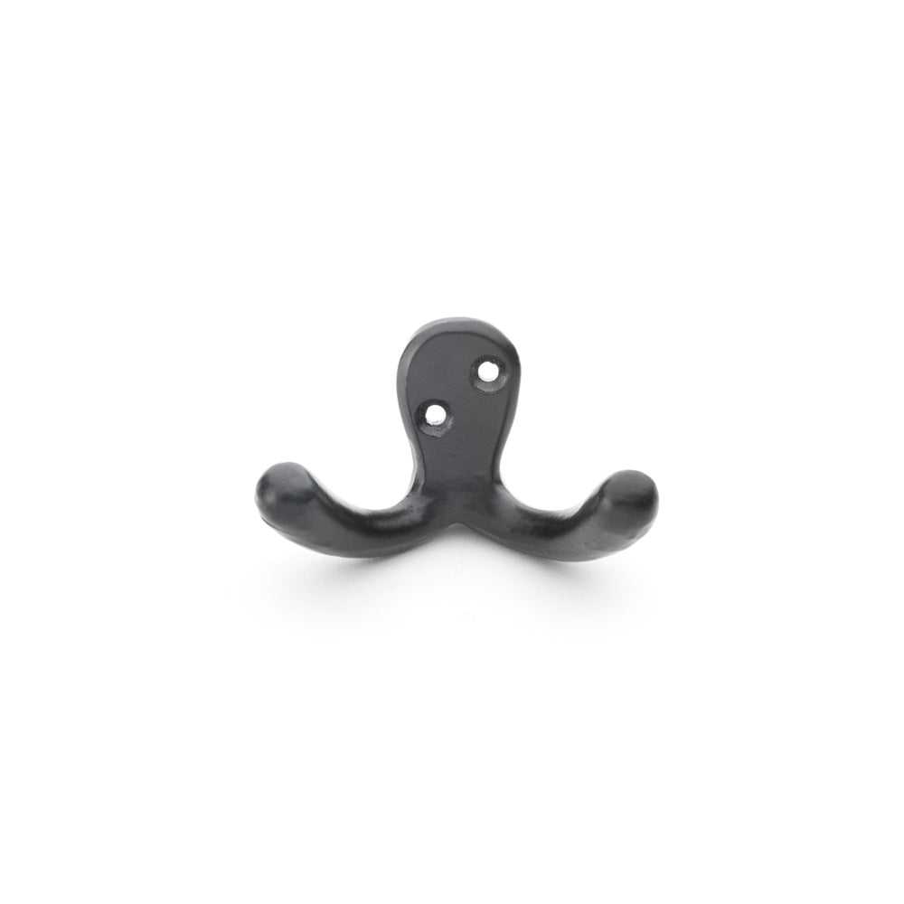 High quality image of Alexander & Wilks - Victorian Double Robe Hook - Black | Sku. aw773bl | Trade Door Handles.