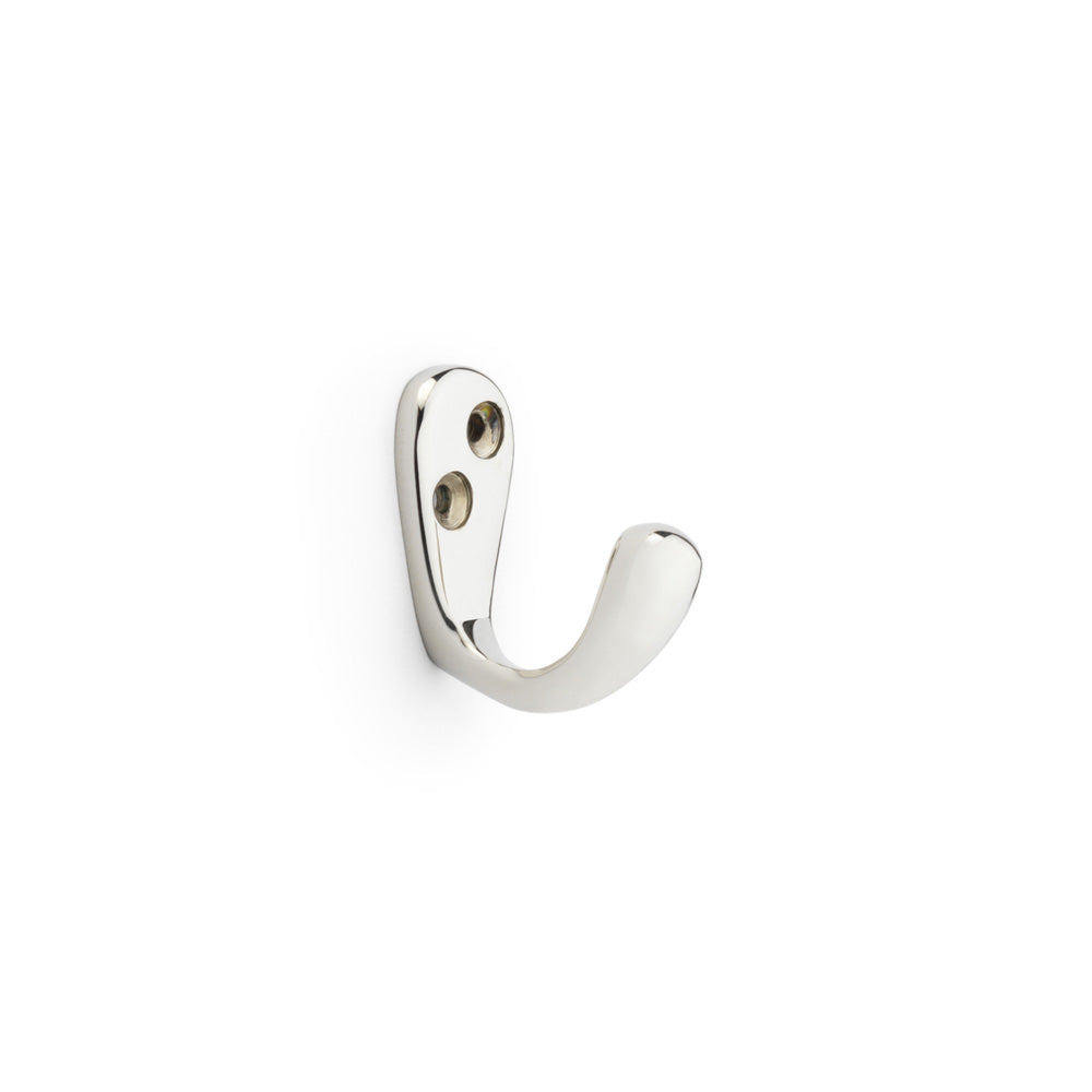 High quality image of Alexander & Wilks - Victorian Single Robe Hook - Polished Nickel | Sku. aw774pn | Trade Door Handles.