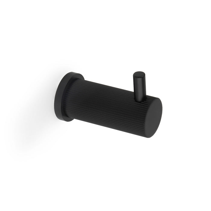 High quality image of Alexander & Wilks - Brunel Reeded Coat Hook - Black | Sku. aw776bl | Trade Door Handles.