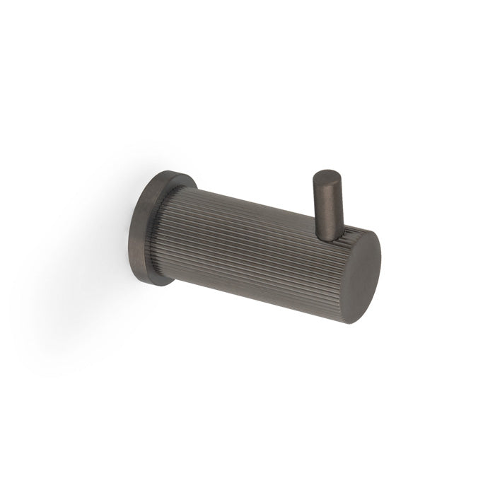 High quality image of Alexander & Wilks - Brunel Reeded Coat Hook - Dark Bronze PVD | Sku. aw776dbzpvd | Trade Door Handles.